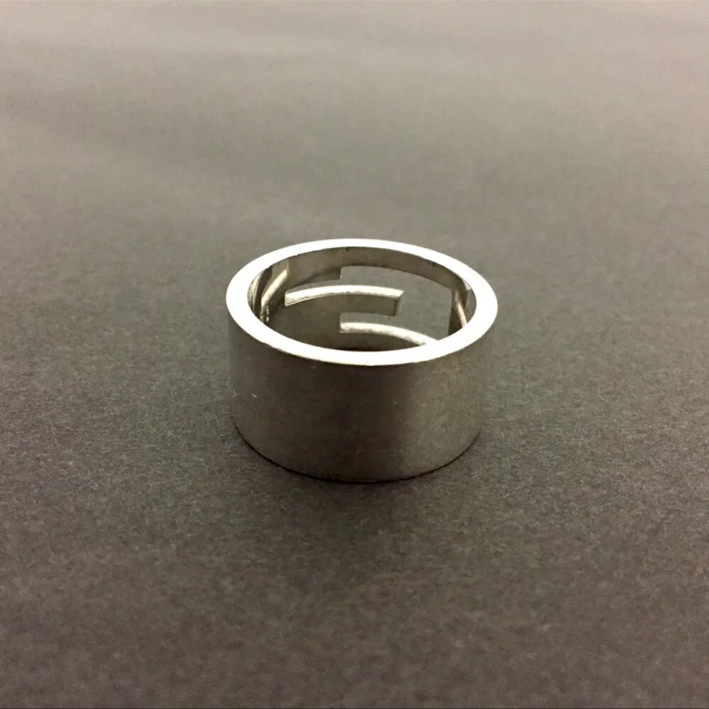 GUCCI G Logo SZ 4.5 US Sterling Silver Band 925 Wide Ring - Picture 8 of 16